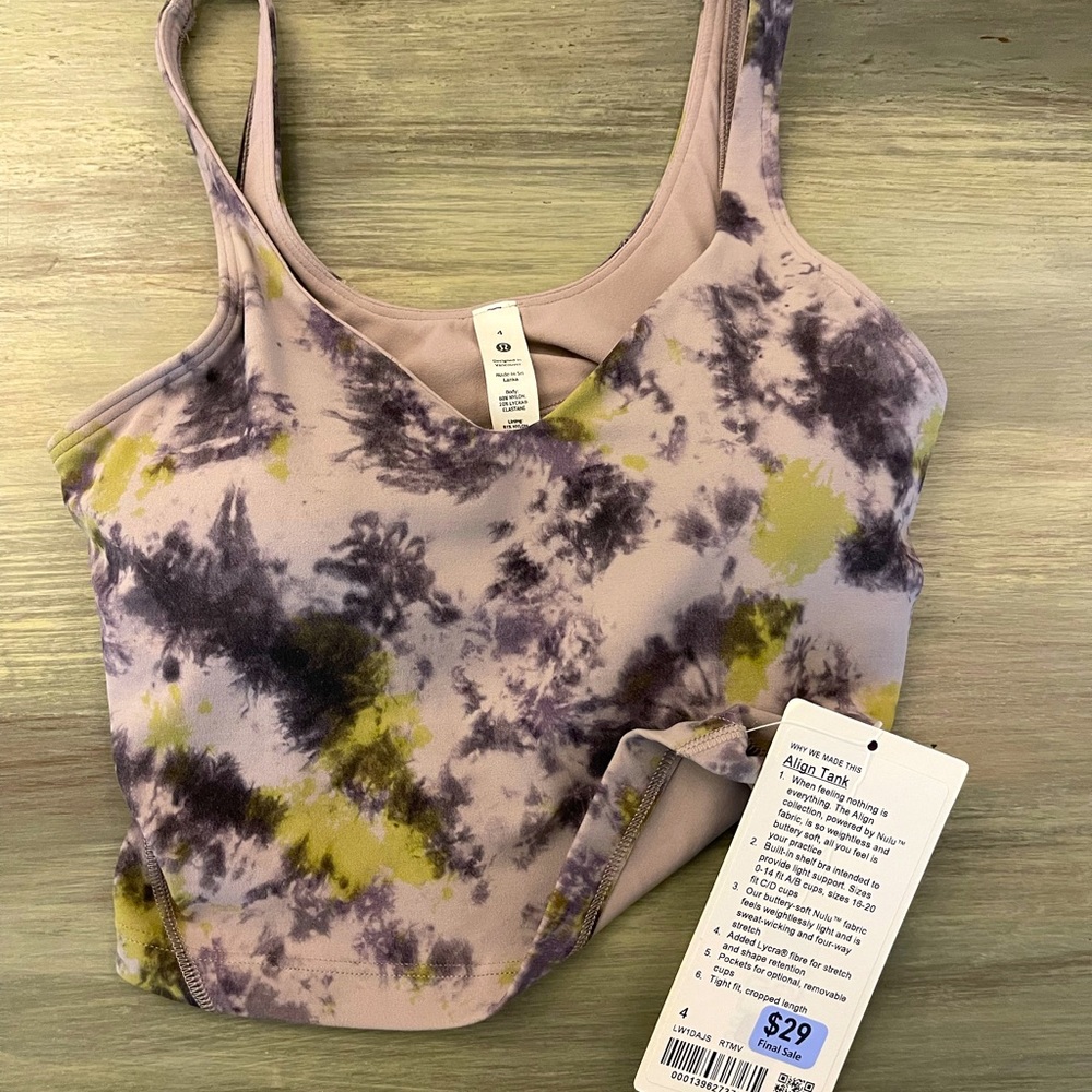 NWT Lululemon Align Tie Dye Tank (Size 4)